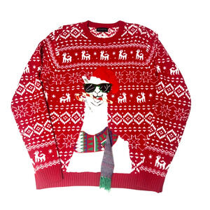 Blizzard Bay Ugly Christmas Sweater Mens Large Red Llama Holiday Knit